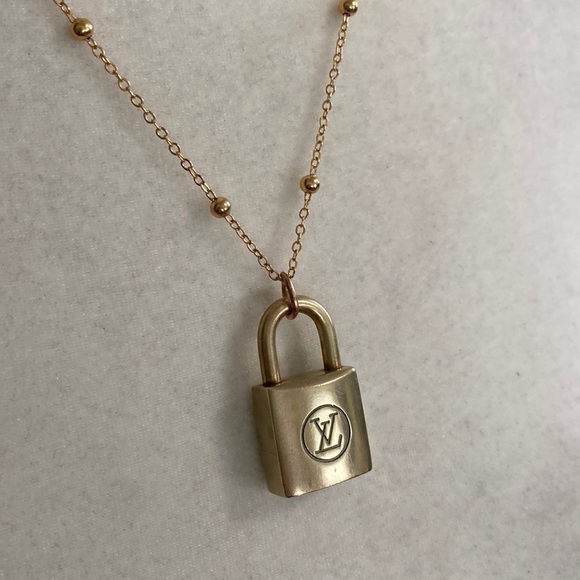 Louis Vuitton Lock Necklace Two Series #210 14K Gold Plated Chain - Picture 16 of 17